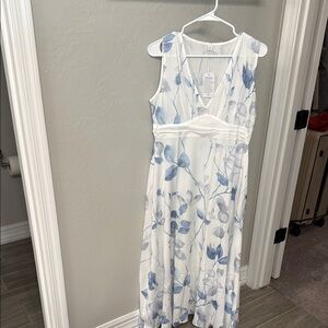 White and Blue Floral Dress